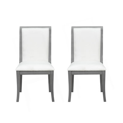 Ensemble de 2 chaises de salle à manger rembourrées Finish - Élégantes chaises d'appoint traditionnelles en tissu avec lignes courbes, structure en bois massif