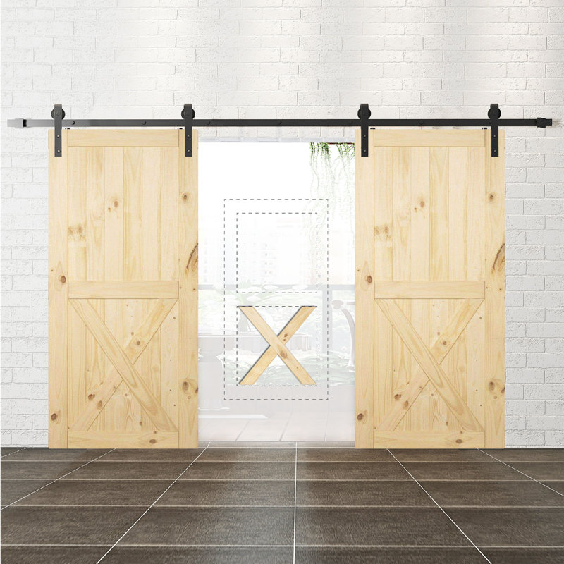 Porte de grange en bois à panneau non fini sans ensemble de quincaillerie d'installation, 42 po x 84 po, 132 po
