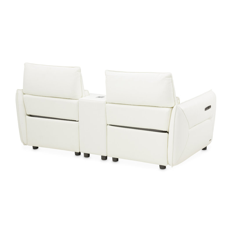 Mia Bella 78'' Recessed Arm Reclining Loveseat, White