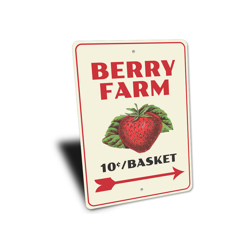 Enseigne en aluminium Berry Farm, H 18 po x l 12 po x P 0,06 po