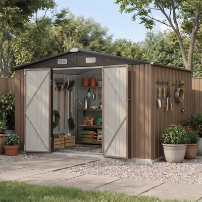 Remise de rangement en métal l 10 pi x P 8 pi avec base en métal
