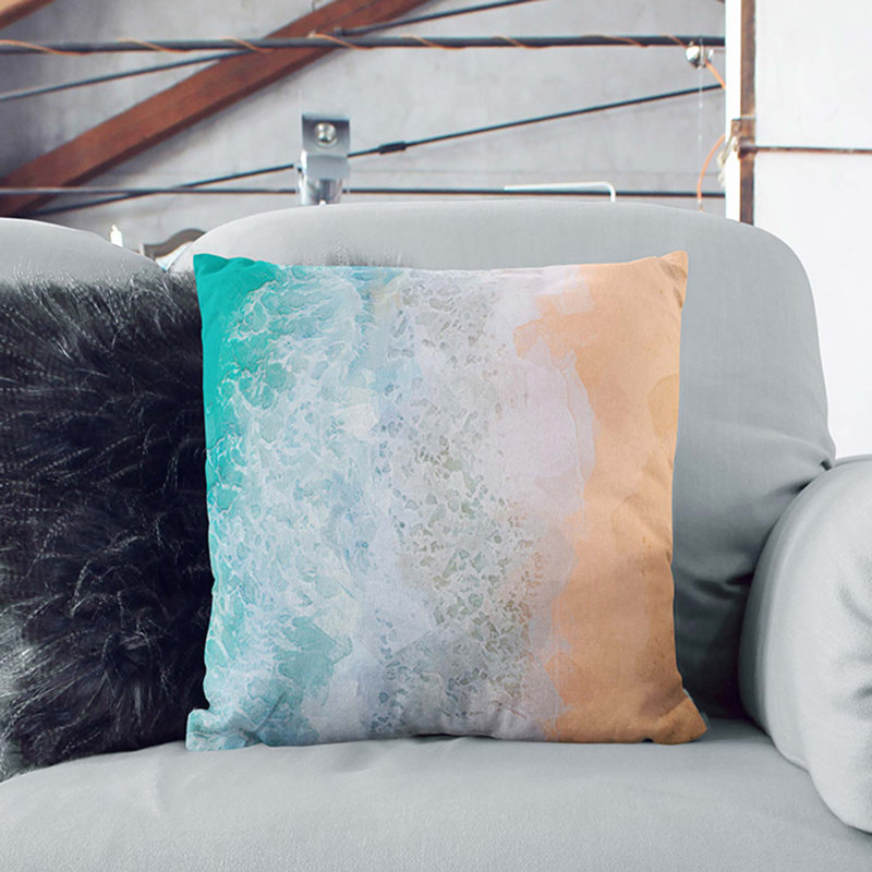 Beach In Hawaii Abstract Art Abstract Square Throw Cushion, Black, 40 x 40 cm