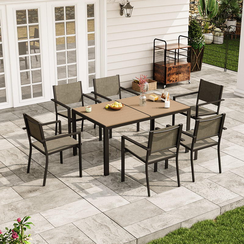 Patio Dining Set with, Black/Warm Grey, Yellow