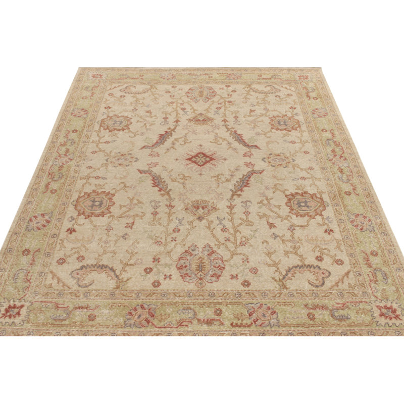 Distressed Homage Hand Knotted Wool Geometric Area Rug, Rectangle 10' x 14'
