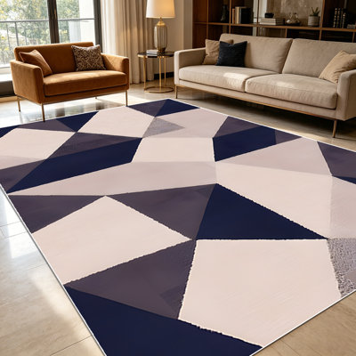 Tapis 1 pièce à motif géométrique en patchwork de tons neutres pour le salon, doux et confortable, convient à toutes les saisons, facile à entretenir, lavable à la machine, convient à la salle à manger, à la chambre à coucher, au bureau personnel, au vestibule, à la décoration intérieure et extérieure.