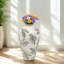 Vase en céramique 8 x 8 x 13,5 po avec motif floral gris-1789451062