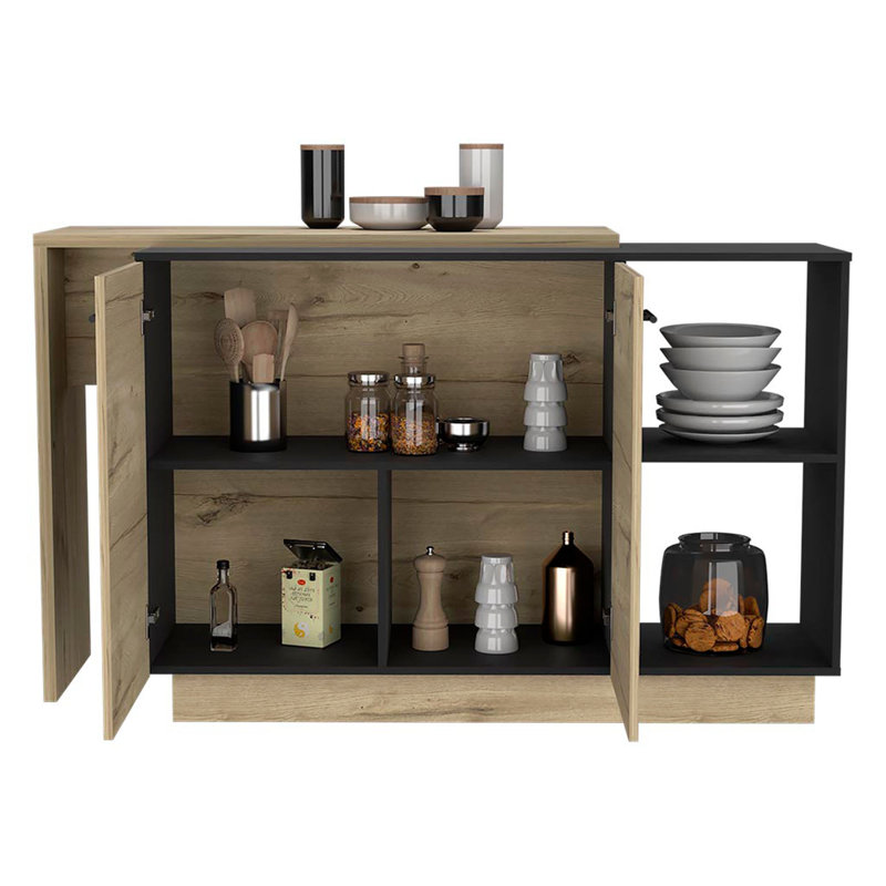 Stylish Kitchen Island with Abundant Storage and Versatile Functionality, Black/Natural