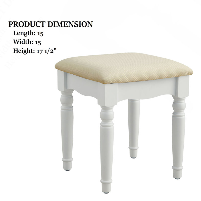 Transitional Style 1Pc Vanity W/ Stool Set Knob Handles Storage Drawers 3-Sidded Mirror White Finish Bedroom Furniture, White