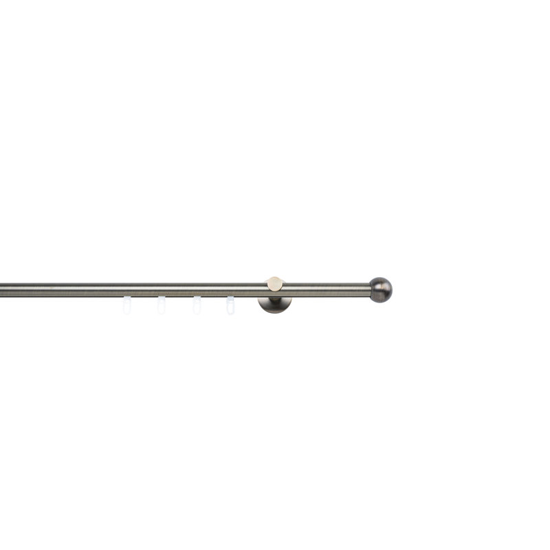 Curtain rod made to measure, inner barrel, 20mm ball, 2cm H x 140cm W x 6.5cm D, Burnished