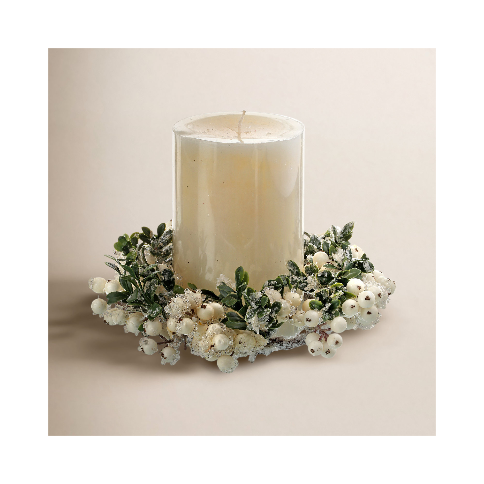 9.5'' Faux Boxwood Wreath, Frosted White