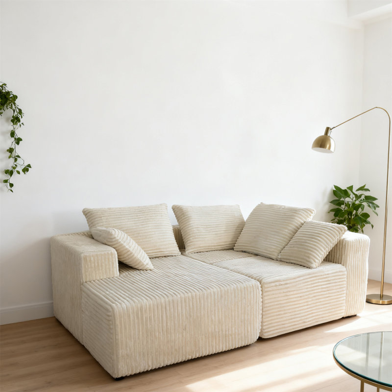 Canapé d'angle, Tissu beige