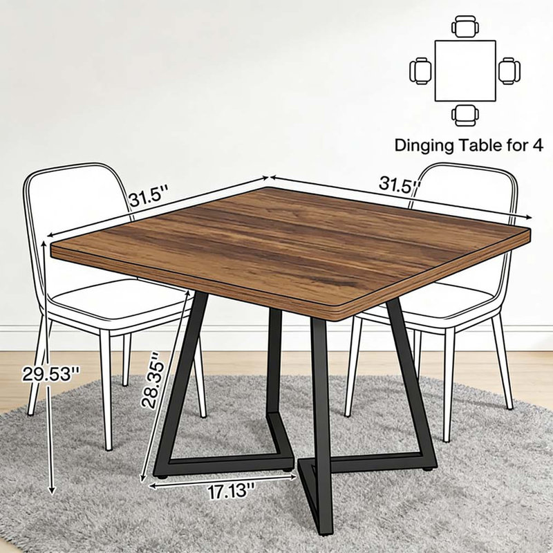 Table de salle à manger carrée, table de cuisine en bois