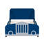 Lit plateforme simple en forme de voiture avec roulettes, bleu