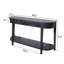 Console 59,2 po en bois sculpté noir avec tablette de rangement inférieure et deux tiroirs, décor décoratif élégant