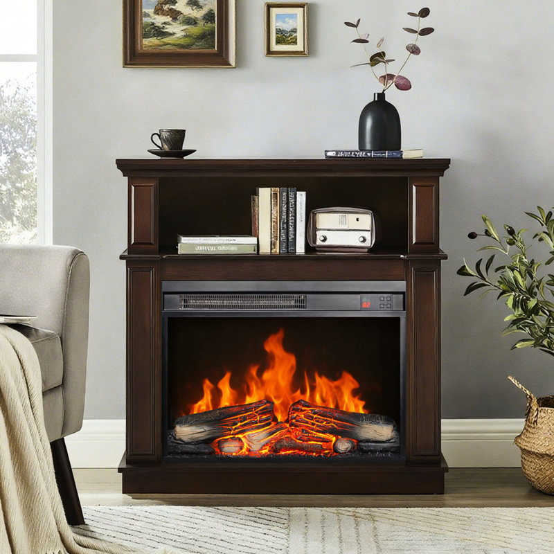 Foyer électrique encastrable, 23 pouces, chauffage ultra mince, flamme réaliste, bûche, télécommande, minuterie, protection contre la surchauffe, / certification UL, chaleur de 1400 W, 5000 S par heure, 11 réglages de température,