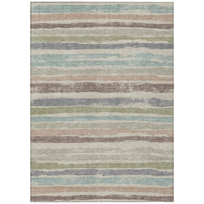 Sylira Beige Washable Indoor-Outdoor Rug - , 8' x 10'