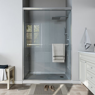 46 In.-48 In. W X 72 In. H Sliding Framed Shower Door With Clear Glass