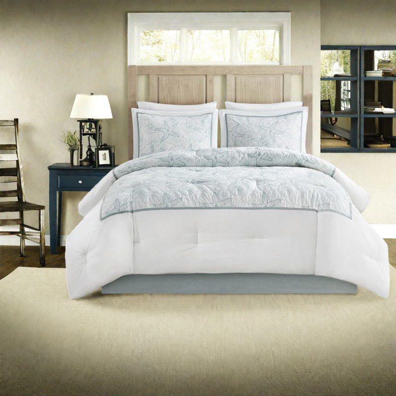 Ensembles de literie 100% coton de qualité supérieure, édredon blanc très grand, style bord de mer avec design hypoallergénique