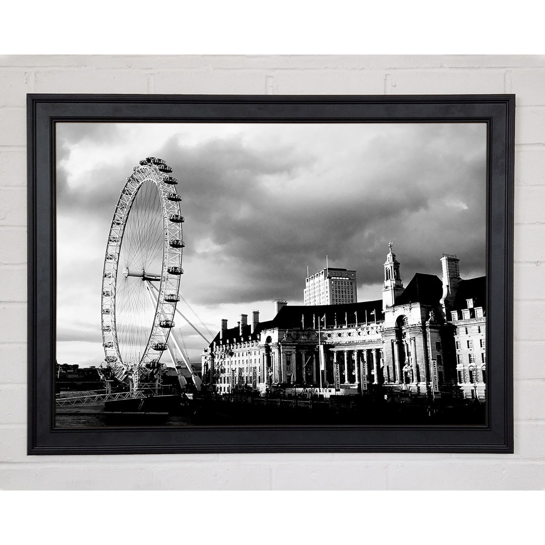 London Eye Clouds B N W - Druck