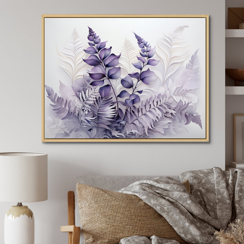 Ferns Violet Dream I - imprimé, H 12 po x l 20 po x P 1 po, Cadre naturel flottant