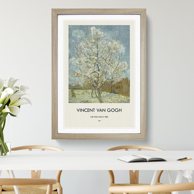The Pink Peach Tree by Vincent Van Gogh - Picture Frame Painting, Oak Framed, 48cm H x 36cm W x 2cm D