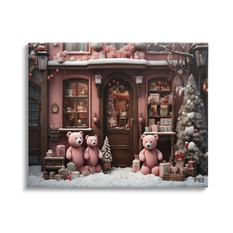 Boutique de Noël avec ours, H 16 po x l 20 po x P 1,5 po