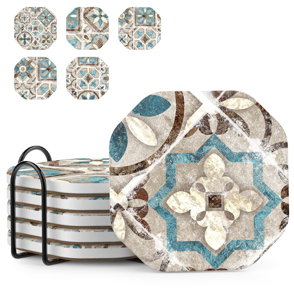 Table Rug Coasters X-MAX FURNITURE Drinks Coasters For Coffee Table Decor, Rustic Retro ...