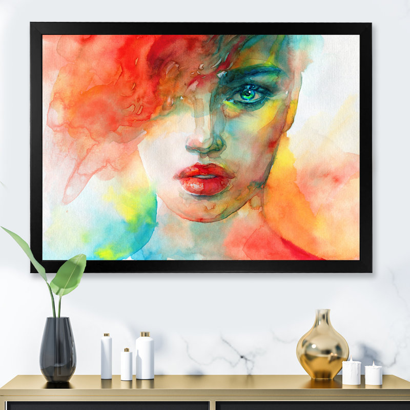 Mannequin avec maquillage Vivid IV - décoration murale sur toile glam, Cadre noir, H 8 po x l 12 po x P 1 po