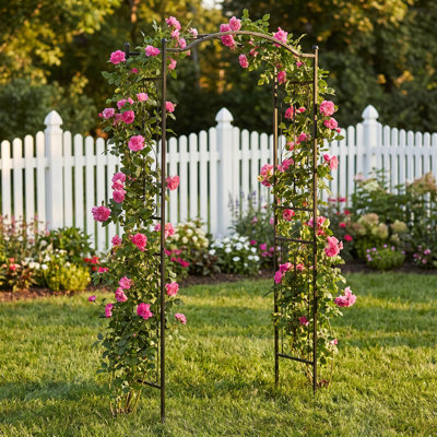 Scendor 92" H X 42.5" W Iron Arbor, Wedding Rose Garden Arch Trellis for Outdoor Climbing Plant