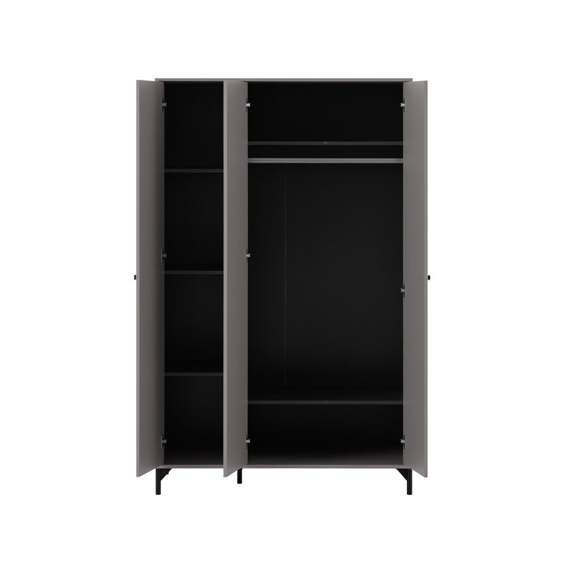 Heverlee 3 Door Manufactured Wood Wardrobe, Anthracite