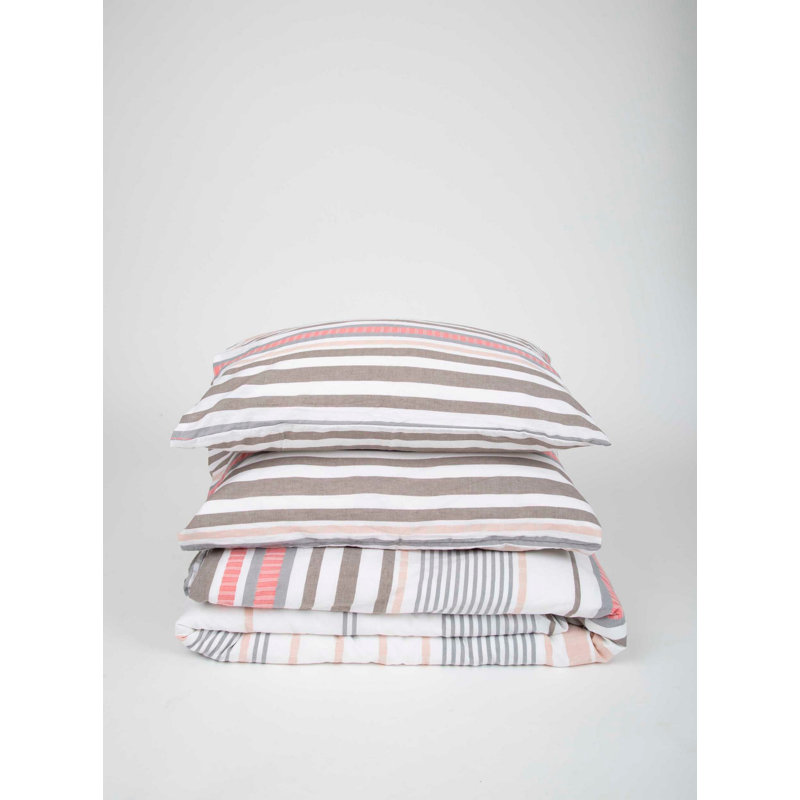 Ensemble de housse de couette 100% coton rose / gris / blanc Cydnie