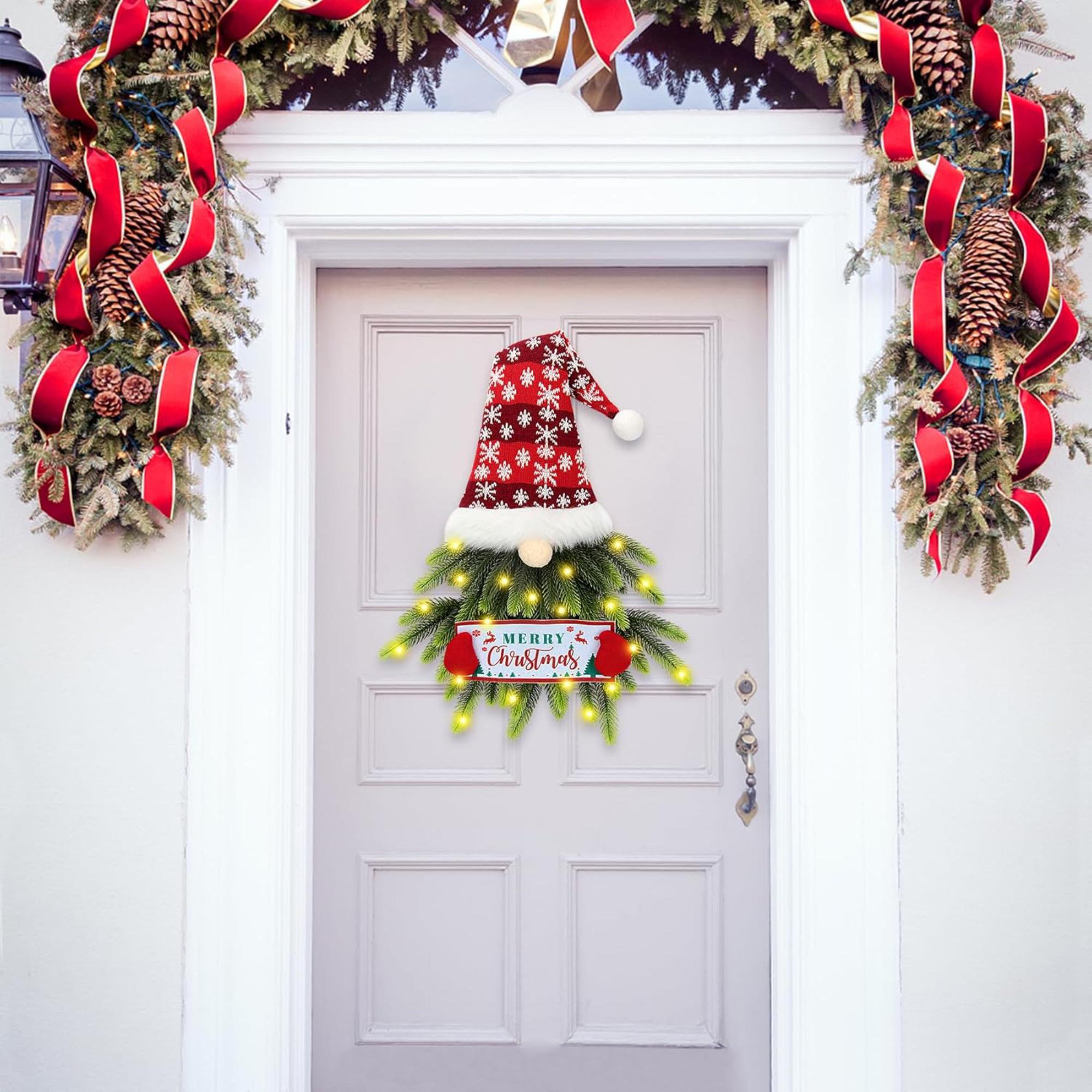 Artificial Christmas Wreath - Simple Farmhouse Style Front Door Decor, DIY Base For Holiday
