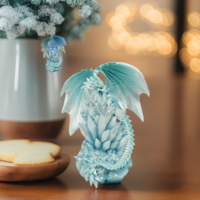 8"H LED Blue Dragon Figurine