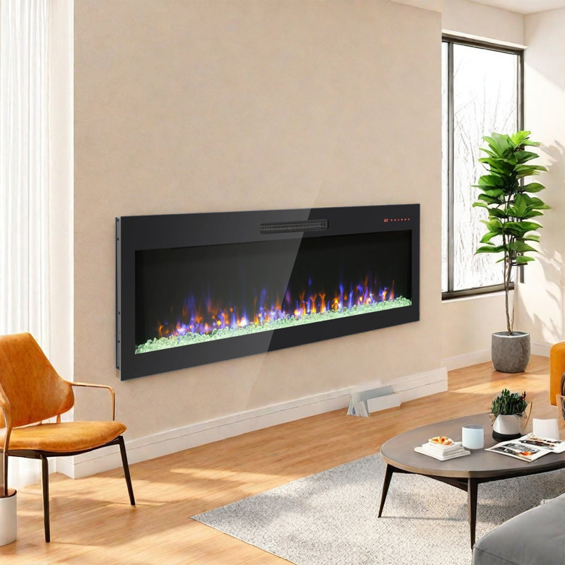 Foyer électrique mural 40 "encastré avec télécommande 40", minuterie 8H, couleur et luminosité réglables