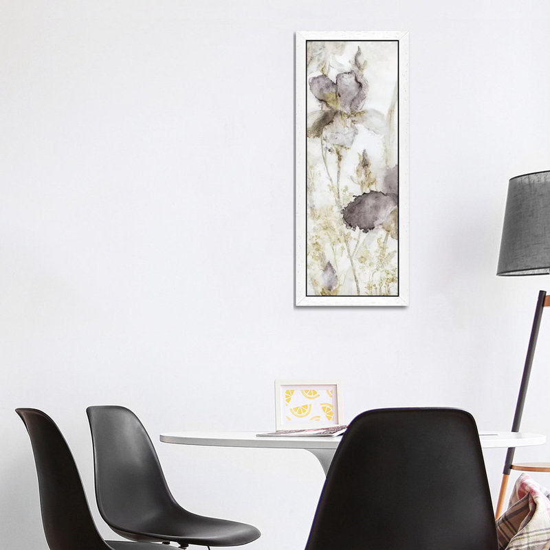 Dawn Iris by Carol Robinson - Floater Frame Panoramic Painting on Canvas, 30.48 cm H x 91.44 cm W, White