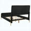Structure de lit tapissier grand crème et noir, mobilier de chambre à coucher moderne à contraste