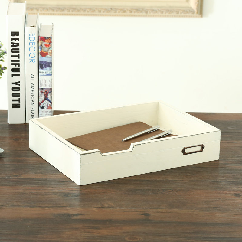 Palmerton Wooden Stackable Serving Tray Paper Organiser, White