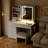 Aullville Vanity Desk with Sliding Mirror and LED Lights & Charging Station-178420649