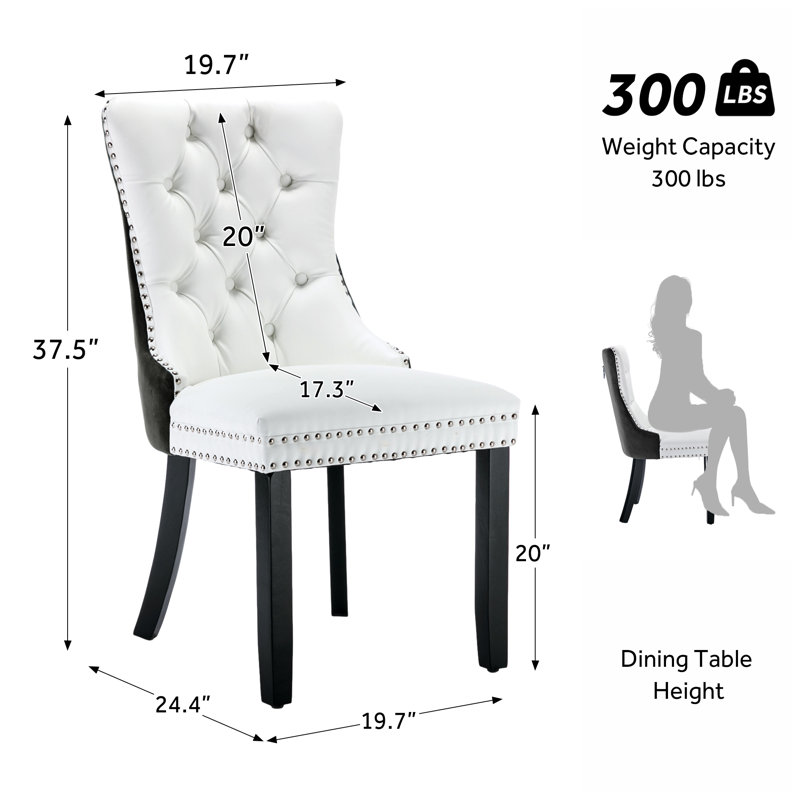 Chaise de salle à manger Kenta, Noir, Blanc noir