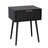 18.9" Black Relief Nightstand, Particleboard & MDF, Melamine & Vacuum Forming, 1 Drawer, High Leg (2 Pcs)-1552027645