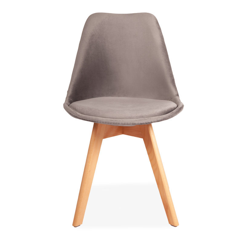 Abert 46cm H Velvet Upholstered Side Chair, Light Grey, 1