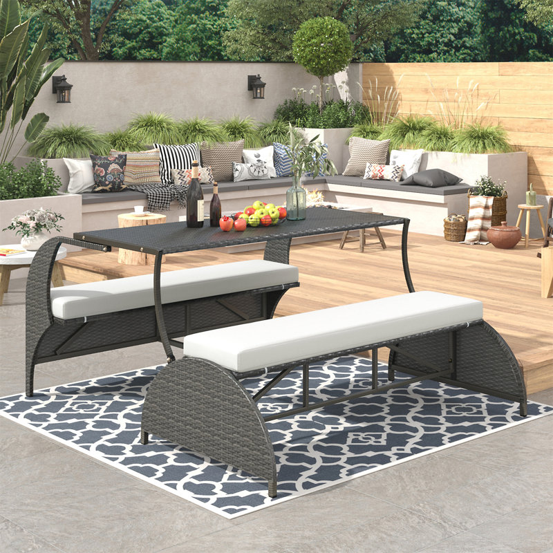 Table de pique-nique convertible 2-en-1, Blanc