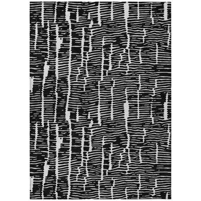 5' X 8' Ivory Abstract Washable Indoor Outdoor Area Rug