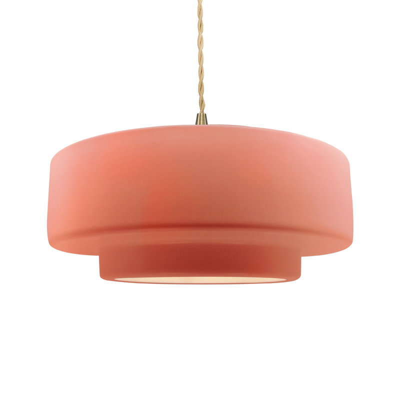 Luminaire suspendu à 1 lumière Meydan, H 6 po x l 16,25 po x P 16,25 po, Rosé brillant, Laiton brossé