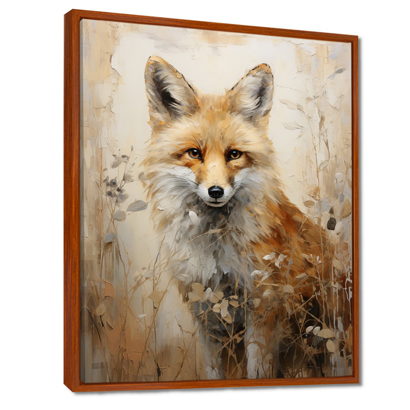 Portrait de renard minimalisme dans la forêt - impressions encadrées, H 44 po x l 34 po x P 1,5 po, Brown Floater Framed