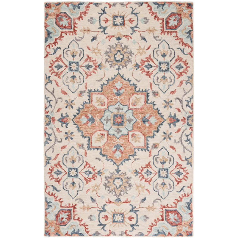 Tapis oriental en laine / coton / latex touffeté à la main Metro en rouge / beige, Rectangle 3 pi x 5 pi