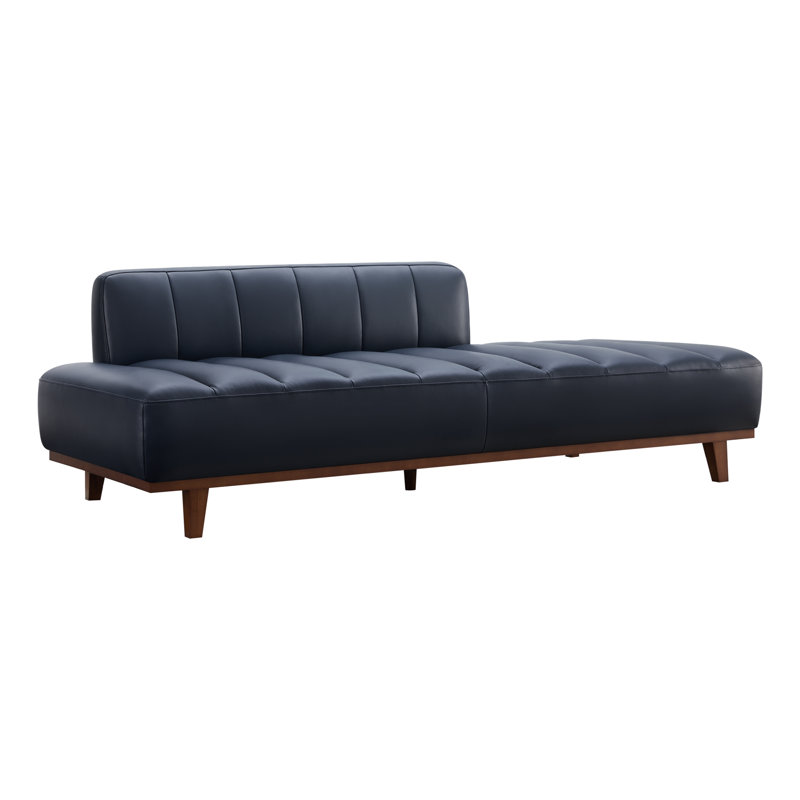 Lit de jour en cuir véritable Novi, Cuir véritable bleu de Floride