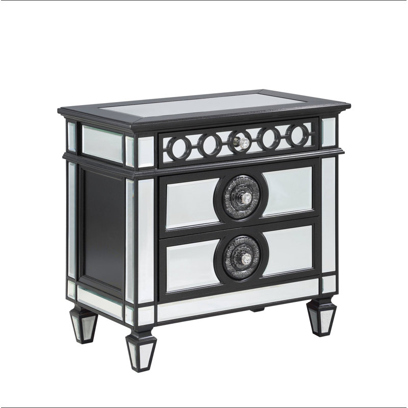 Table de chevet Glam Luxury, Noir / argenté