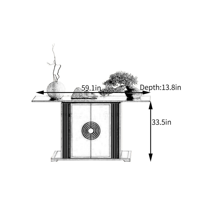 Nouvelle table d'entrée de style chinois, H 33,5 po x l 59,1 po x P 13,8 po