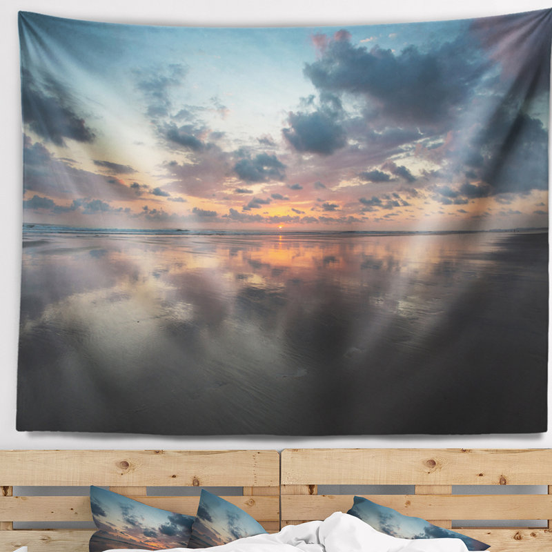 Tapisserie coucher de soleil sur la plage de Matapalo au Costa Rica, H 32 po x l 39 po